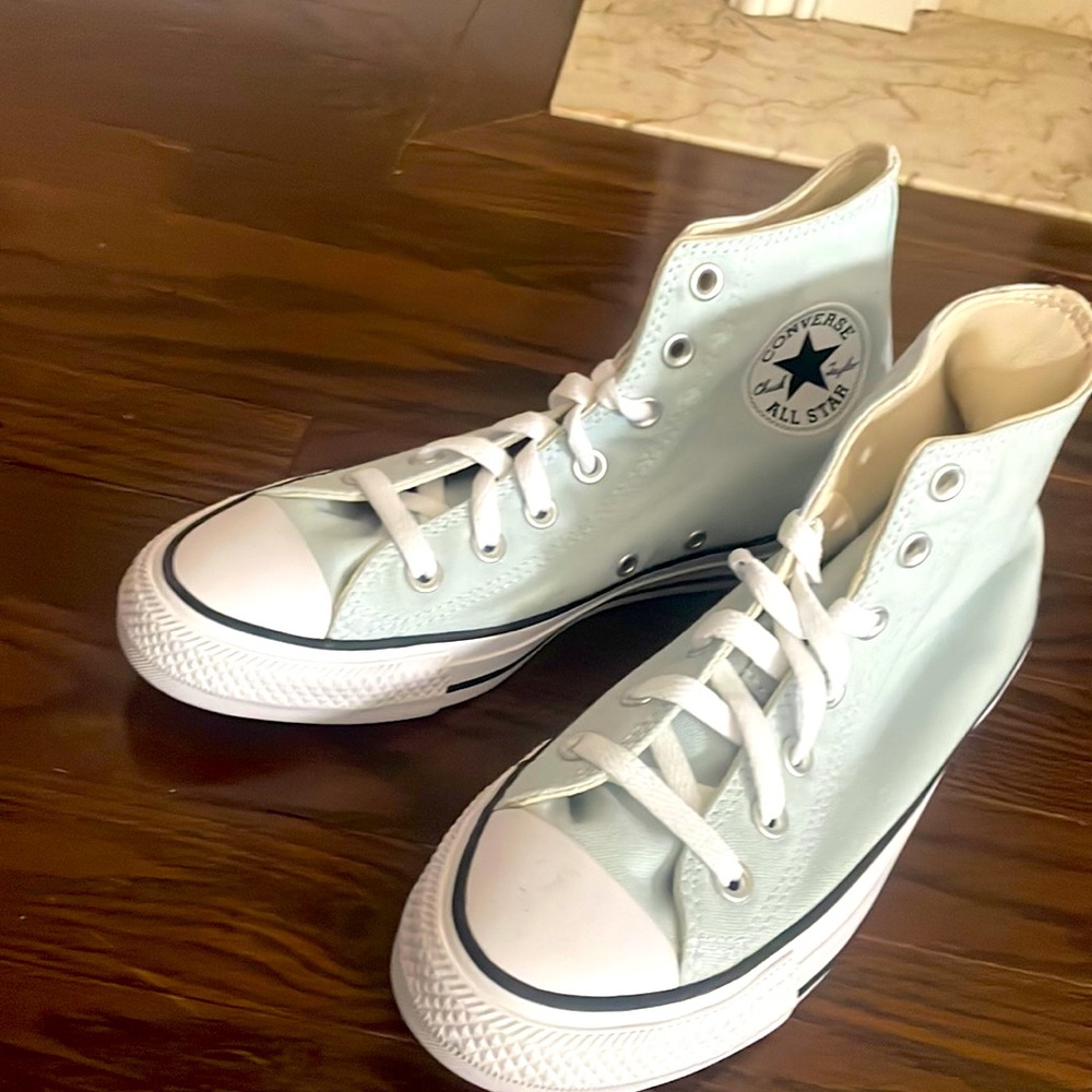 brand new a size 5.5 mens converse all stars that are mint green& skyblue colour